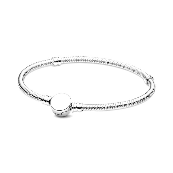 Pandora Moments Engravable Disc Clasp Snake Chain Bracelet - Picture 1 of 1